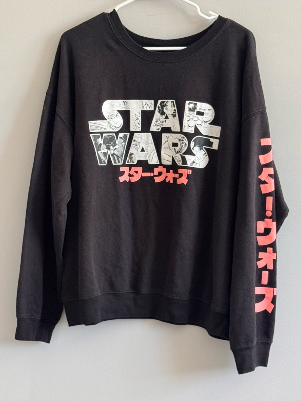 Star Wars Manga Graphic Sweatshirt Black Japanese Sleeve Print XXL